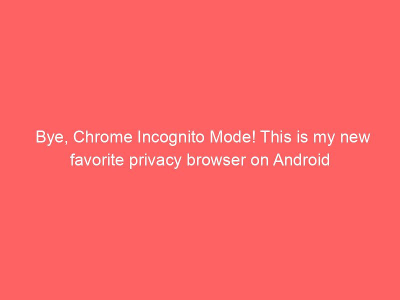 Bye, Chrome Incognito Mode! This is my new favorite privacy browser on Android