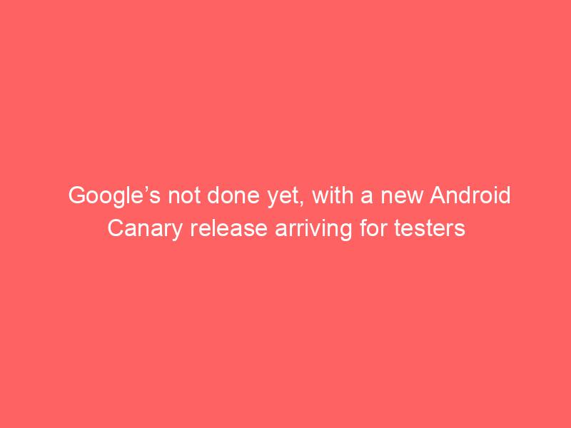 Google’s not done yet, with a new Android Canary release arriving for testers