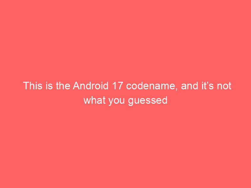 This is the Android 17 codename, and it’s not what you guessed